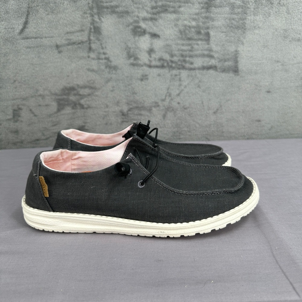 Hey Dude Wendy Slip On Shoes Womens 10 Off Black Chambray Comfort Walking - Picture 6 of 9